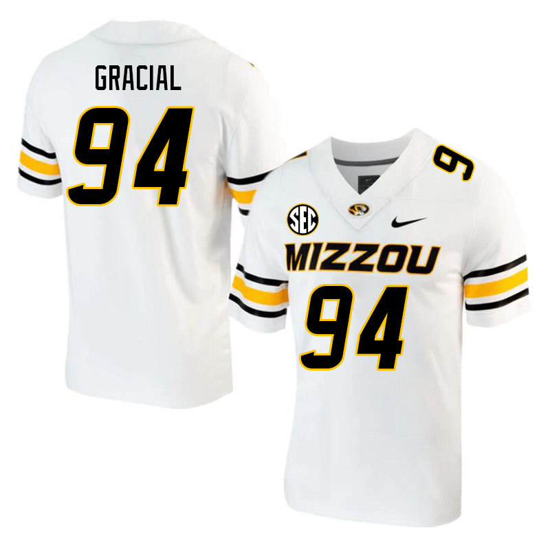 Men #94 Marquis Gracial Missouri Tigers College 2023 Football Stitched Jerseys Sale-White - Click Image to Close